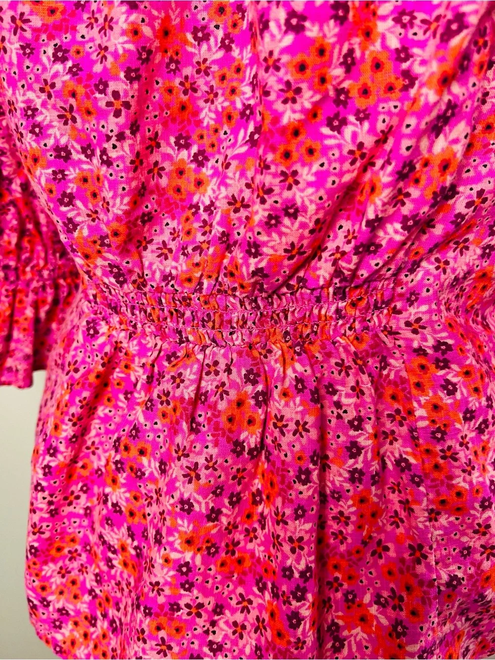 Free People I Found You Pink Floral Blouse L (Fits Smaller)
